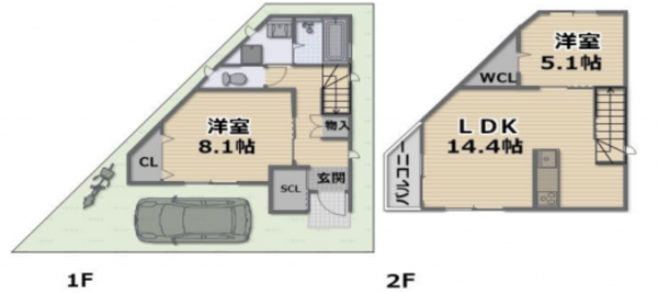 八尾市北本町、新築一戸建ての間取り画像です