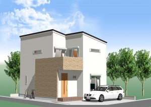 八尾市東弓削、土地の完成予想図（外観）画像です