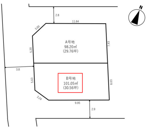 八尾市東弓削、土地の間取り画像です