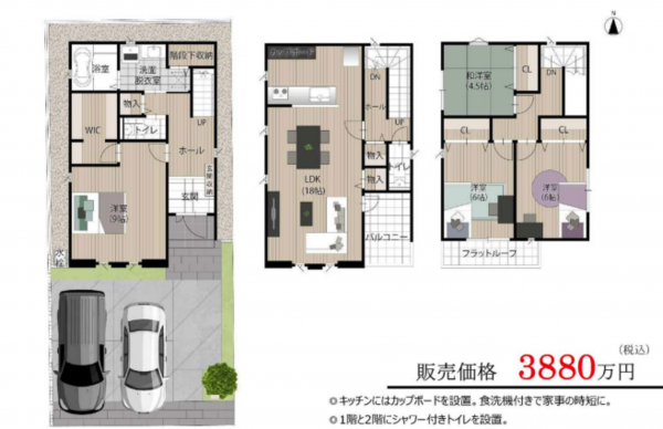 八尾市福万寺町南、新築一戸建ての間取り画像です