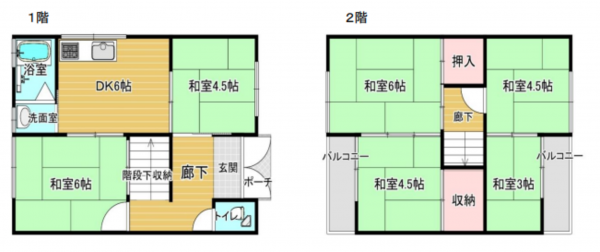八尾市八尾木北、中古一戸建ての間取り画像です