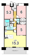 八尾市山城町、マンションの間取り画像です