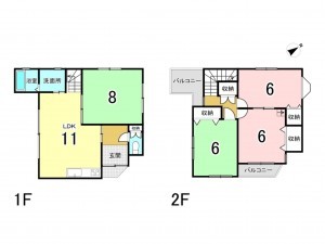 八尾市安中町、中古一戸建ての間取り画像です