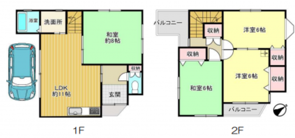 八尾市安中町、中古一戸建ての間取り画像です