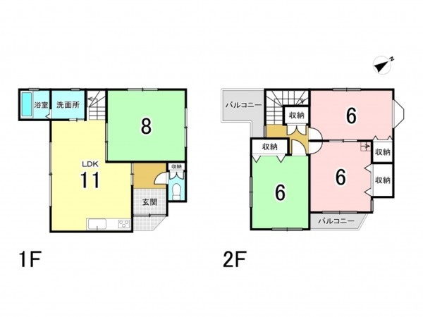 八尾市安中町、中古一戸建ての間取り画像です