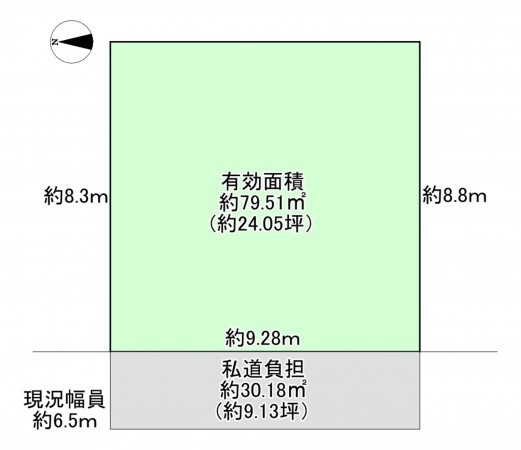 八尾市緑ヶ丘、土地の間取り画像です