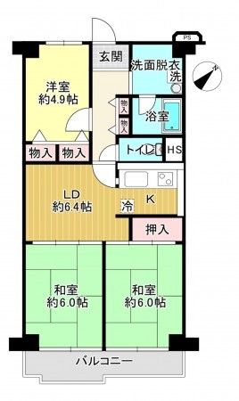 八尾市志紀町南、マンションの間取り画像です