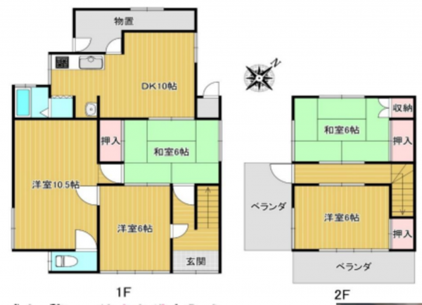 八尾市相生町、中古一戸建ての間取り画像です
