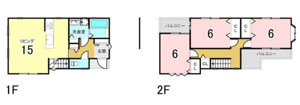 八尾市東山本町、中古一戸建ての間取り画像です
