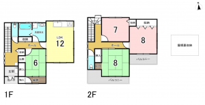 八尾市太子堂、中古一戸建ての間取り画像です