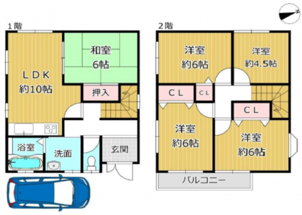 八尾市南本町、中古一戸建ての間取り画像です