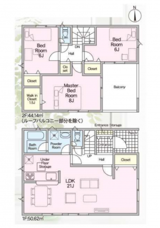 八尾市新家町、新築一戸建ての間取り画像です