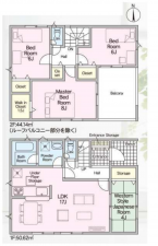 八尾市新家町、新築一戸建ての間取り画像です