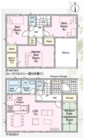 八尾市新家町、新築一戸建ての間取り画像です