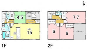 八尾市新家町、新築一戸建ての間取り画像です