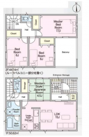 八尾市新家町、新築一戸建ての間取り画像です