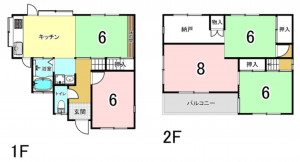 八尾市東町、中古一戸建ての間取り画像です