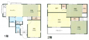 八尾市東町、中古一戸建ての間取り画像です