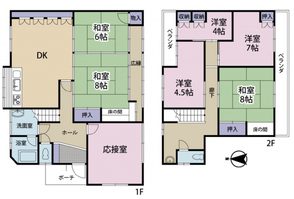 八尾市南木の本、中古一戸建ての間取り画像です