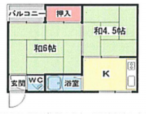 八尾市渋川町、マンションの間取り画像です