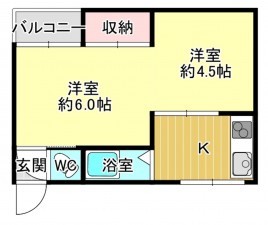八尾市渋川町、マンションの間取り画像です