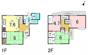 八尾市黒谷、中古一戸建ての間取り画像です