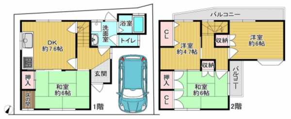 八尾市黒谷、中古一戸建ての間取り画像です