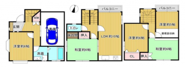 八尾市沼、中古一戸建ての間取り画像です