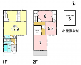 八尾市北木の本、中古一戸建ての間取り画像です