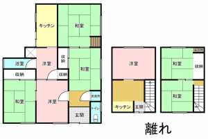 八尾市久宝寺、中古一戸建ての間取り画像です