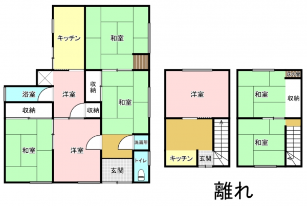 八尾市久宝寺、中古一戸建ての間取り画像です