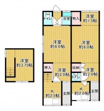 八尾市竹渕東、中古一戸建ての間取り画像です