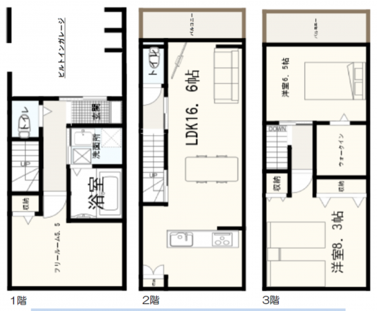 八尾市東弓削、新築一戸建ての間取り画像です