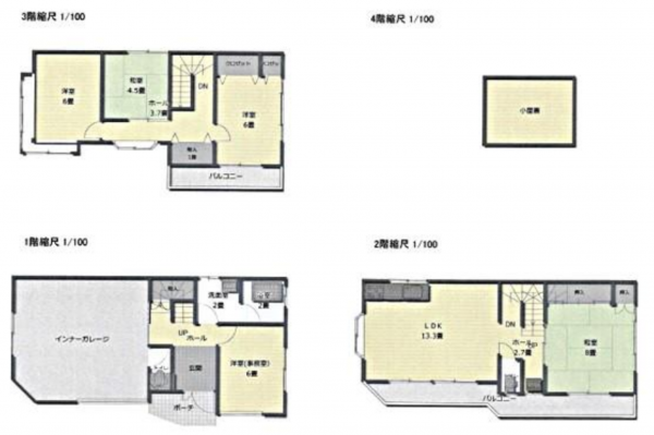 八尾市太田、中古一戸建ての間取り画像です