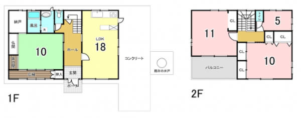 八尾市楽音寺、中古一戸建ての間取り画像です
