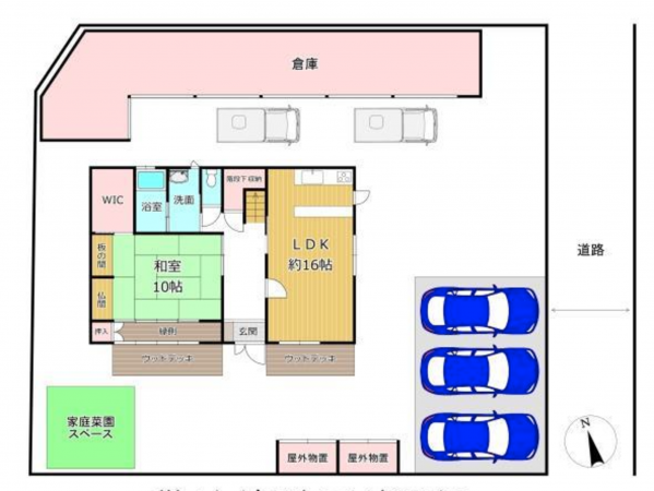 八尾市楽音寺、中古一戸建ての間取り画像です