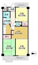 八尾市志紀町南、マンションの間取り画像です