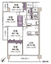八尾市安中町、マンションの間取り画像です