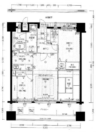 八尾市、マンションの間取り画像です