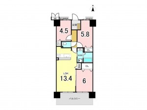 八尾市永畑町、マンションの間取り画像です