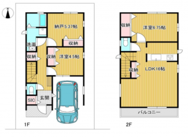 八尾市山本町南、新築一戸建ての間取り画像です
