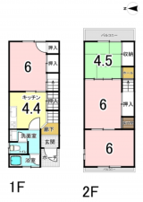 八尾市松山町、中古一戸建ての間取り画像です