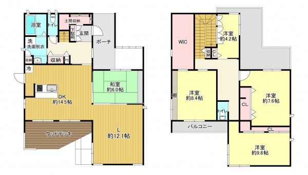 八尾市山本町南、中古一戸建ての間取り画像です