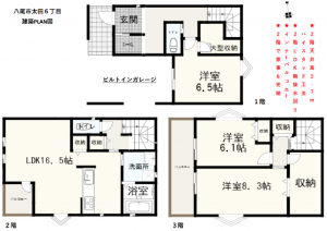 八尾市太田、新築一戸建ての間取り画像です