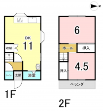 八尾市太子堂、中古一戸建ての間取り画像です