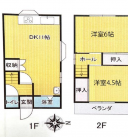 八尾市太子堂、中古一戸建ての間取り画像です