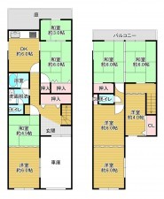 八尾市南木の本、中古一戸建ての間取り画像です