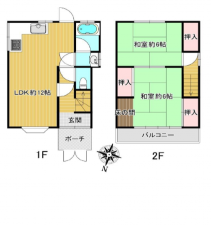 八尾市高砂町、中古一戸建ての間取り画像です