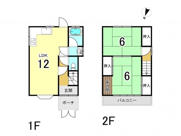 八尾市高砂町、中古一戸建ての間取り画像です