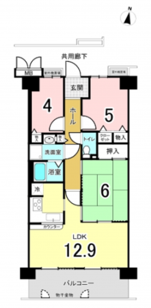 八尾市永畑町、マンションの間取り画像です